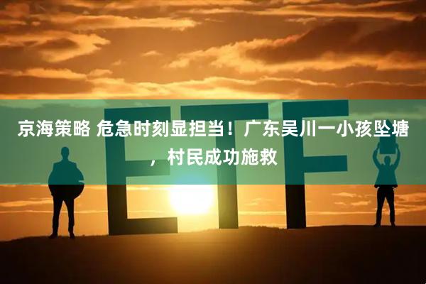 京海策略 危急时刻显担当！广东吴川一小孩坠塘，村民成功施救